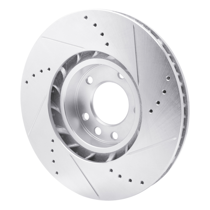 Porsche Cayenne Brake Rotor (1) - Right Front - R1 Concepts - Drilled & Slotted - Silver - `11-`18